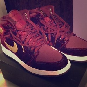 Red velvet Jordan ones